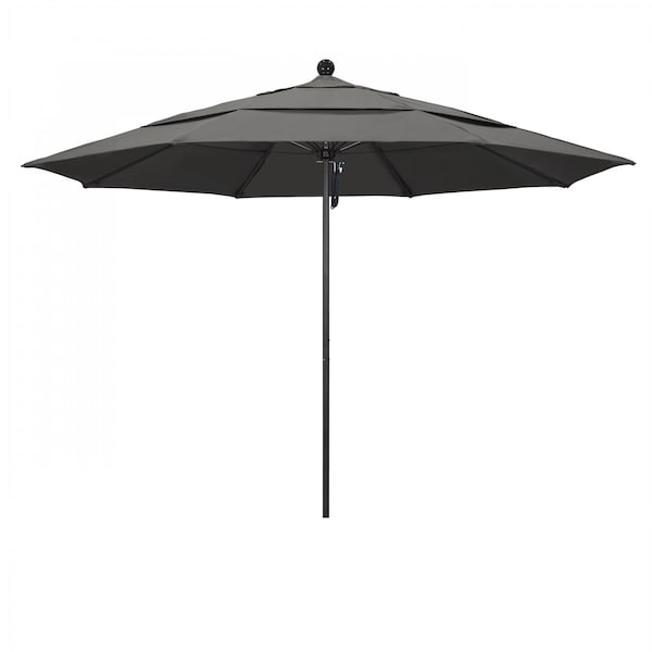 California Umbrella 11' Black Aluminum Market Patio Umbrella, Sunbrella Charcoal 194061333228 - main
